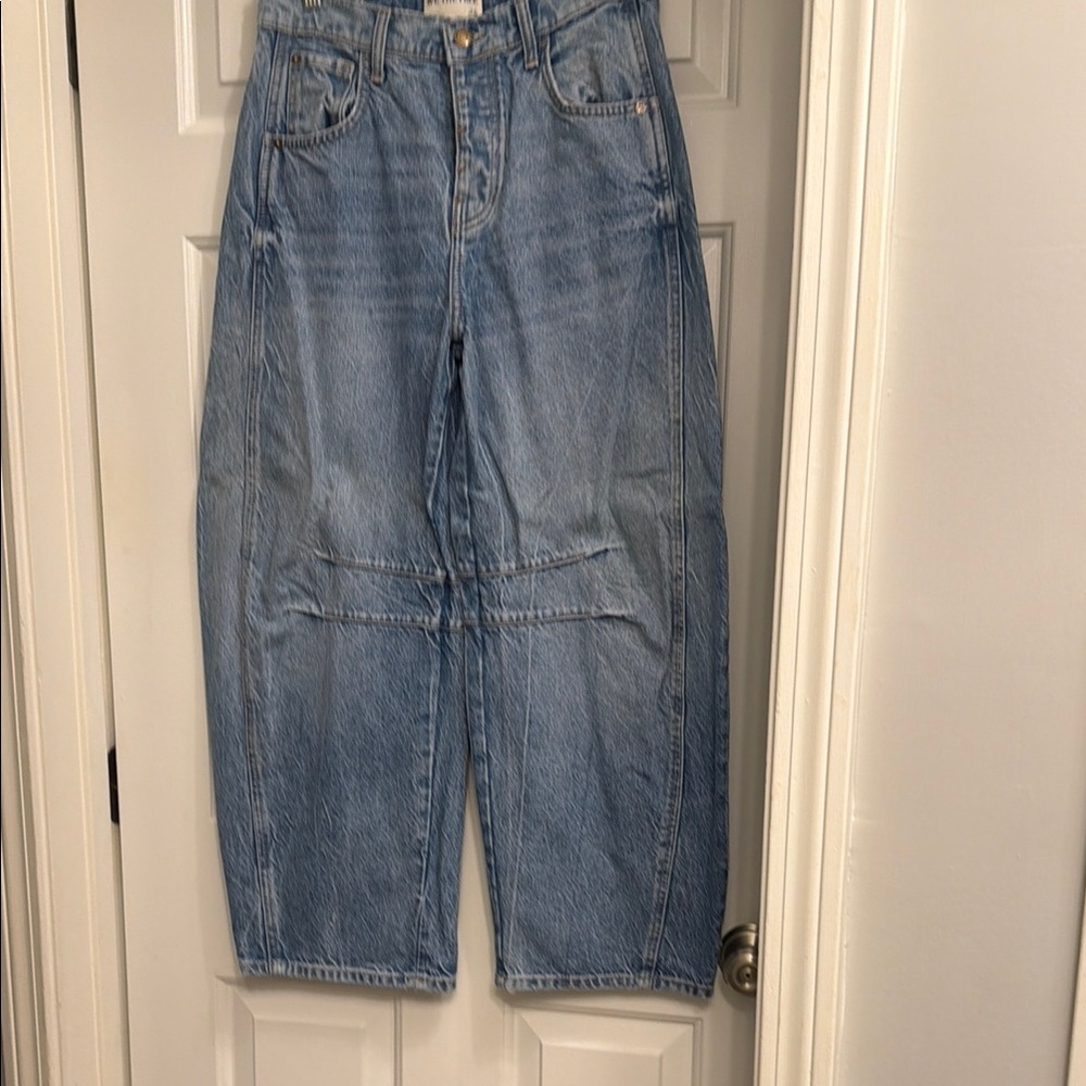 Free People Light Blue Womens Barrel Leg Jeans